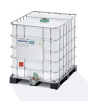 Regenwassertank 1000 Liter <br>in Gitterbox auf Kunststoffpalette