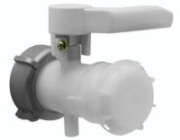 SCHÜTZ - schraubbarer Kamlock-Klappenhahn DN 50 / ETFE-Dtg. / Flanschdtg. Viton / Griff grau / Aluüberwurfmutter