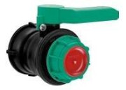 SCHÜTZ - Kugelhahn DN 50 / EPDM-FDA-Dichtungen / Griff grün / Kunststoffüberwurfmutter