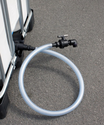 Ablasshahn mit ca. 2m Schlauch für IBC-Hahn DN50 S60x6 auf Hahn 32mm 1" AG