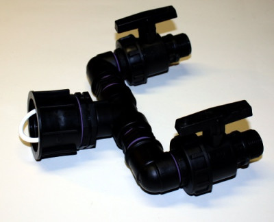 connector DN50 - S 60 x 6 female to 2 ball valves