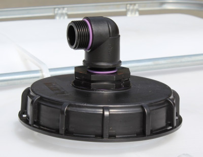 IBC cover NW150 with small bend 90° 1" (32mm) male