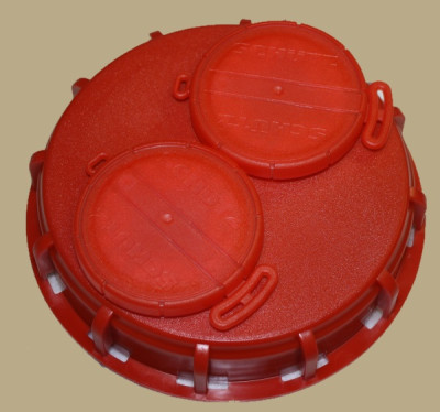 IBC Deckel NW150 - rot - UN - 2xG2" - Bel. - TPE