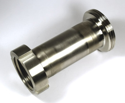 IBC Adapter V4A/316 - DN50 S60x6 female thread to RD78x1/6 DN50 male thread - long 200mm