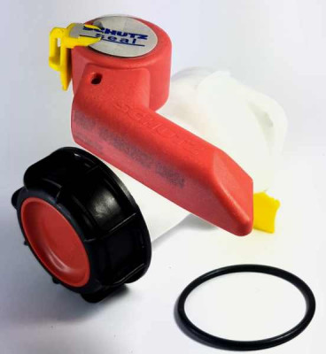 SCHÜTZ - srewable butterfly valve DN 50 / ETFE gasket / EPDM / handle red / plastic nut - new version